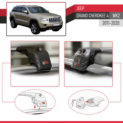 Compatible with Jeep Grand Cherokee 4 (WK2) 2011-2020 ACE-2 Car Roof Rack Cross Bar Grey Aluminium 2 Bars