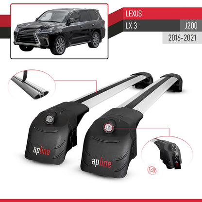 Compatible avec Lexus LX 3 (J200) 2016-2021 ACE-2 modèle Barres de Toit Railing Porte-Bagages de Voiture Gris Aluminium Barres