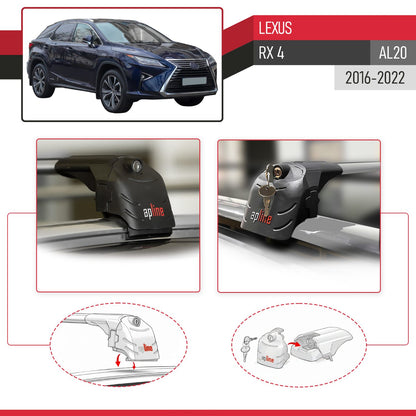 Compatible avec Lexus RX 4 (AL20) 2016-2022 ACE-2 modèle Barres de Toit Railing Porte-Bagages de Voiture Gris Aluminium Barres