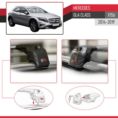 Compatible avec Mercedes GLA Class (X156) 2014-2019 ACE-2 modèle Barres de Toit Railing Porte-Bagages de Voiture Gris Aluminium Barres