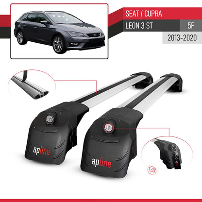 Compatible avec Seat Leon 3 (5F) Cupra ST 2013-2020 ACE-2 modèle Barres de Toit Railing Porte-Bagages de Voiture Gris Aluminium Barres