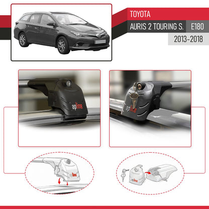 Compatible avec Toyota Auris 2 (E180) Touring Sports 2013-2018 ACE-2 modèle Barres de Toit Railing Porte-Bagages de Voiture Gris Aluminium Barres