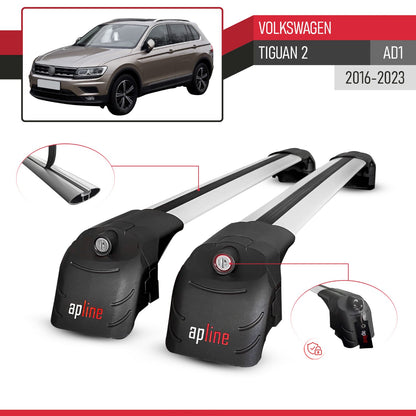 Compatible avec Volkswagen Tiguan 2 (AD1) 2016-2023 ACE-2 modèle Barres de Toit Railing Porte-Bagages de Voiture Gris Aluminium Barres