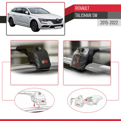 Compatible avec Renault Talisman SW 2015-2022 ACE-2 modèle Barres de Toit Railing Porte-Bagages de Voiture Gris Aluminium Barres