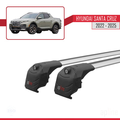 Compatible avec Hyundai Santa Cruz (NX4A OB) 2022-2025 ACE-2 Barres de Toit Railing Porte-Bagages de Voiture Gris Aluminium 2 Barres