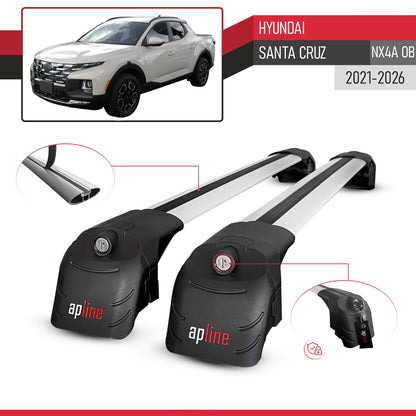 Compatible avec Hyundai Santa Cruz (NX4A OB) 2021-2026 ACE-2 modèle Barres de Toit Railing Porte-Bagages de Voiture Gris Aluminium Barres