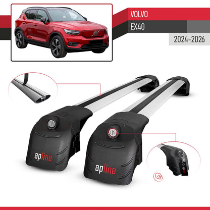 Compatible avec Volvo EX40 2024-2026 ACE-2 modèle Barres de Toit Railing Porte-Bagages de Voiture Gris Aluminium Barres