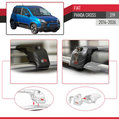 Compatible avec Fiat Panda Cross (319) 2014-2026 ACE-2 modèle Barres de Toit Railing Porte-Bagages de Voiture Gris Aluminium Barres
