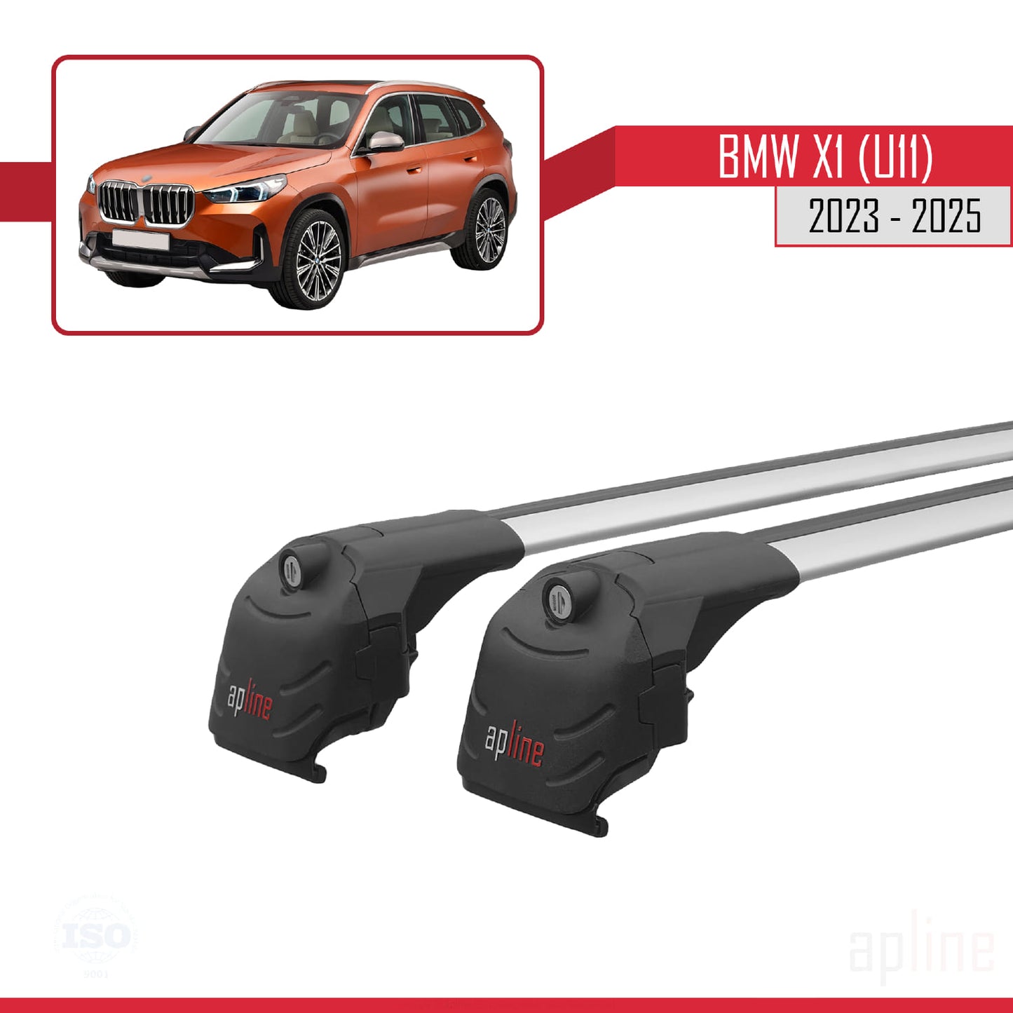 Compatibile con BMW X1 (U11) 2023-2025 ACE-2 Barre portatutto per auto Portapacchi in alluminio grigio 2 barre