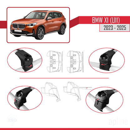 Compatibile con BMW X1 (U11) 2023-2025 ACE-2 Barre portatutto per auto Portapacchi in alluminio grigio 2 barre