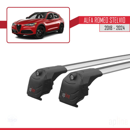 Compatible avec Alfa Romeo Stelvio 2018-2024 ACE-2 Barres de Toit Railing Porte-Bagages de Voiture Gris Aluminium 2 Barres
