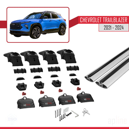 Compatible avec Chevrolet Trailblazer 2021-2024 ACE-2 Barres de Toit Railing Porte-Bagages de Voiture Gris Aluminium 2 Barres