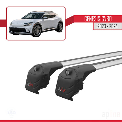 Compatible avec Genesis GV60 2023-2024 ACE-2 Barres de Toit Railing Porte-Bagages de Voiture Gris Aluminium 2 Barres