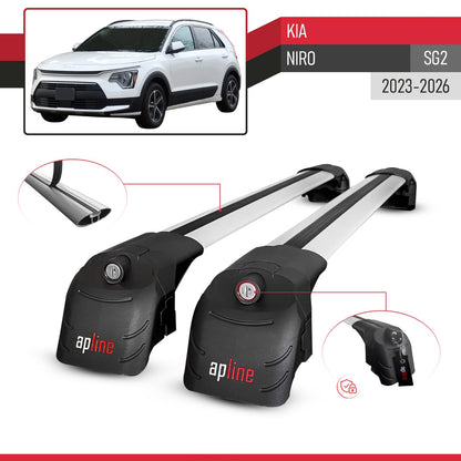 Compatible avec Kia Niro (SG2) 2023-2026 ACE-2 modèle Barres de Toit Railing Porte-Bagages de Voiture Gris Aluminium Barres