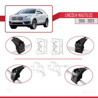 Compatible with Lincoln Nautilus 2019-2023 ACE-2 Car Roof Rack Cross Bar Grey Aluminium 2 Bars