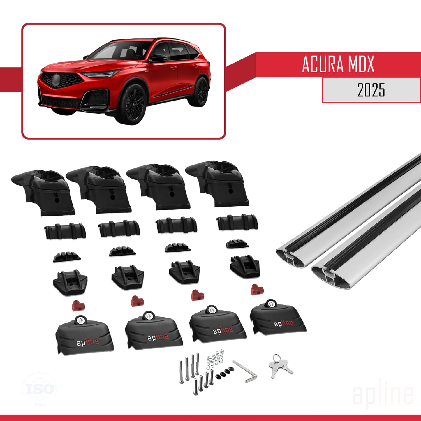 Compatibile con Acura MDX 2025 ACE-2 Barre portatutto per auto Portapacchi in alluminio grigio 2 barre