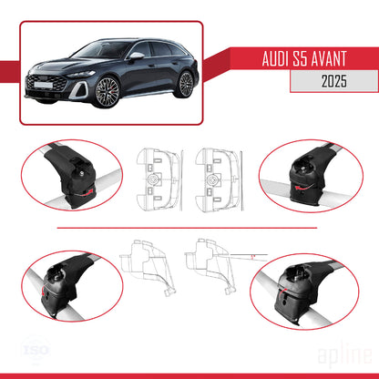 Compatibile con Audi S5 Avant 2024-2025 ACE-2 Barre portatutto per auto Portapacchi in alluminio grigio 2 barre