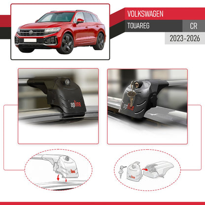 Compatible avec Volkswagen Touareg (CR) 2023-2026 ACE-2 modèle Barres de Toit Railing Porte-Bagages de Voiture Gris Aluminium Barres