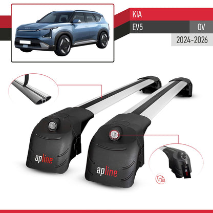 Compatible avec Kia EV5 (OV) 2024-2026 ACE-2 modèle Barres de Toit Railing Porte-Bagages de Voiture Gris Aluminium Barres