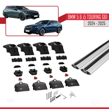 Compatible avec BMW 5 Series / i5 G61 Touring 2024-2025 ACE-2 Barres de Toit Railing Porte-Bagages de Voiture Gris Aluminium 2 Barres
