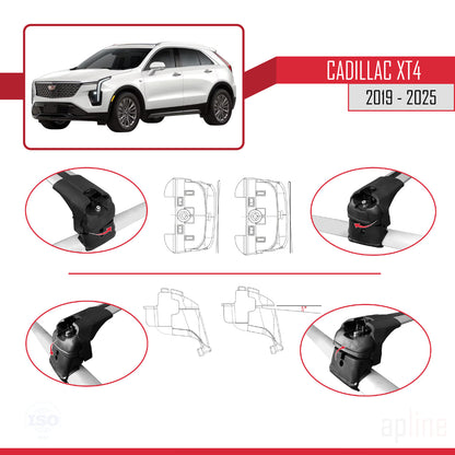 Compatible avec Cadillac XT4 2019-2025 ACE-2 Barres de Toit Railing Porte-Bagages de Voiture Gris Aluminium 2 Barres