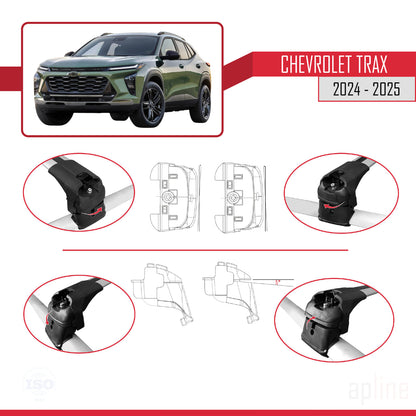 Compatible avec Chevrolet Trax 2024-2025 ACE-2 Barres de Toit Railing Porte-Bagages de Voiture Gris Aluminium 2 Barres