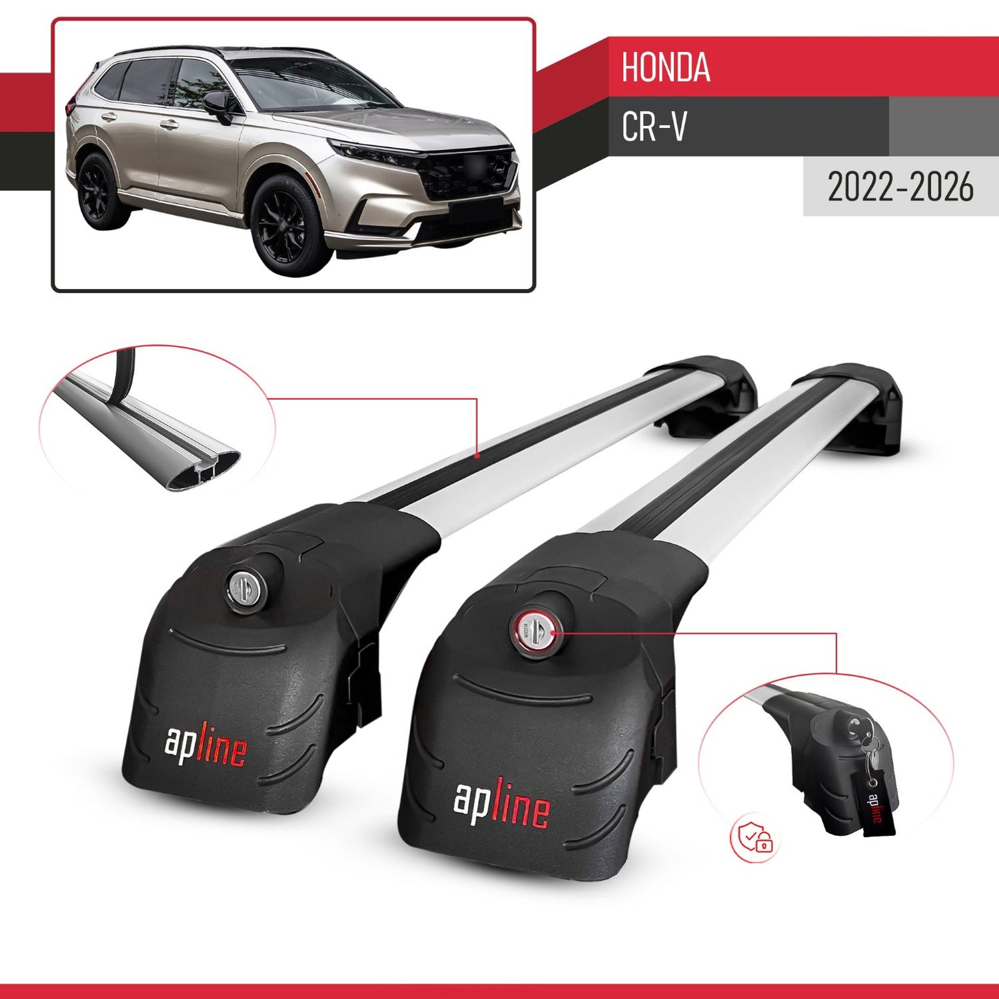 Compatible avec Honda CR-V 2022-2026 ACE-2 modèle Barres de Toit Railing Porte-Bagages de Voiture Gris Aluminium Barres