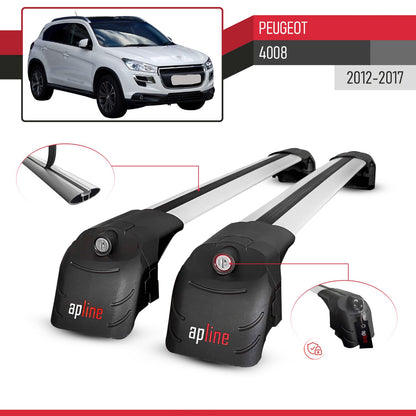 Compatible avec Peugeot 4008 2012-2017 ACE-2 modèle Barres de Toit Railing Porte-Bagages de Voiture Gris Aluminium Barres