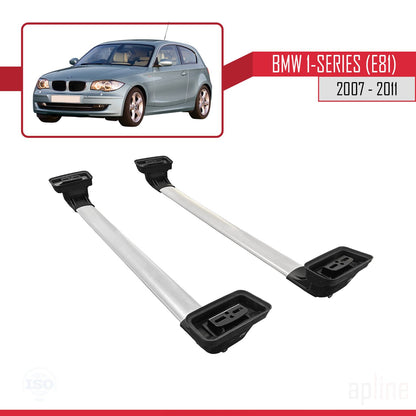 Kompatibel mit BMW 1er (E81) 2007-2011 ACE-3 Dachträger Autodachträger Graues Aluminium 2 Stangen