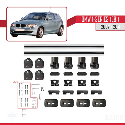 Kompatibel mit BMW 1er (E81) 2007-2011 ACE-3 Dachträger Autodachträger Graues Aluminium 2 Stangen