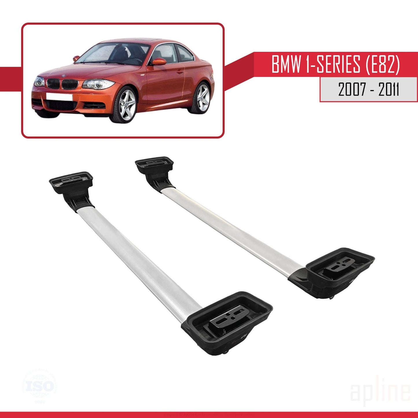 Kompatibel mit BMW 1er (E82) 2007-2013 ACE-3 Dachträger Autodachträger Graues Aluminium 2 Stangen