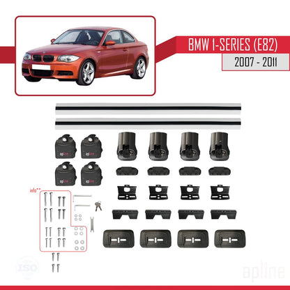 Kompatibel mit BMW 1er (E82) 2007-2013 ACE-3 Dachträger Autodachträger Graues Aluminium 2 Stangen