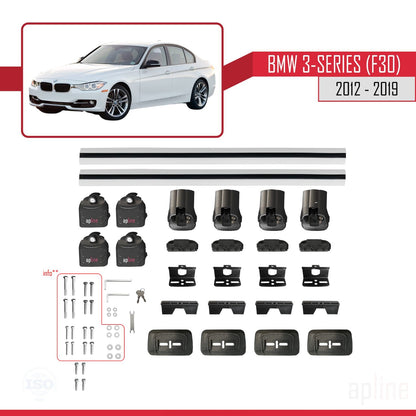 Kompatibel mit BMW 3er (F30) 2012-2019 ACE-3 Dachträger Autodachträger Graues Aluminium 2 Stangen
