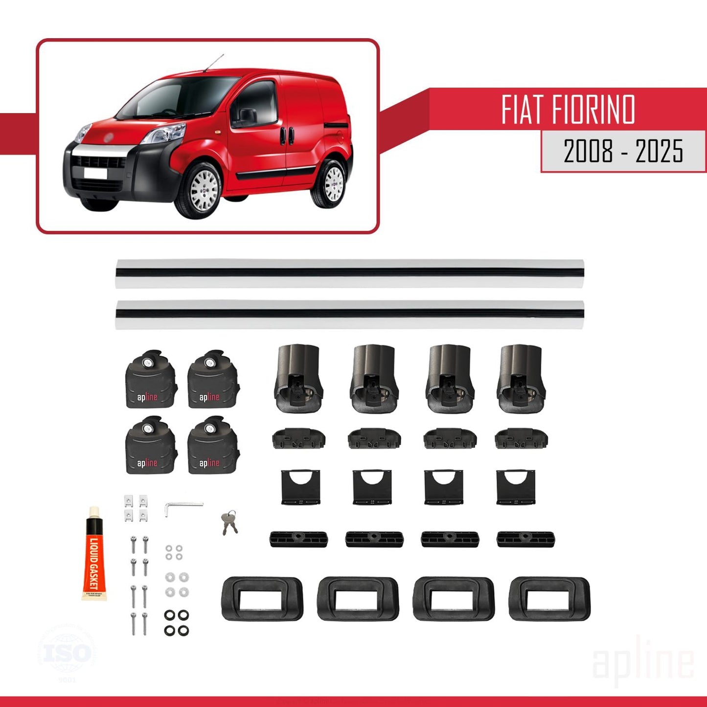 Compatible avec Fiat Fiorino 2008-2025 ACE-3 Barres de Toit Railing Porte-Bagages de Voiture Gris Aluminium 2 Barres