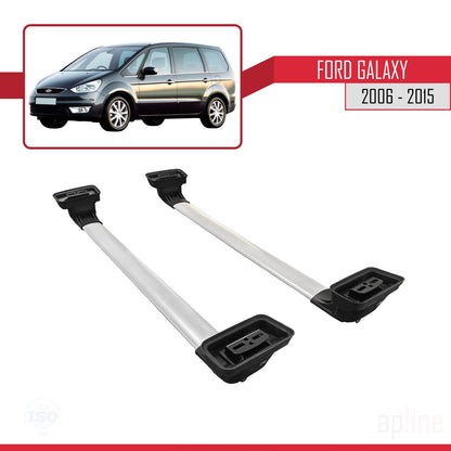 Compatible avec Ford Galaxy (MK3) 2006-2015 ACE-3 Barres de Toit Railing Porte-Bagages de Voiture Gris Aluminium 2 Barres