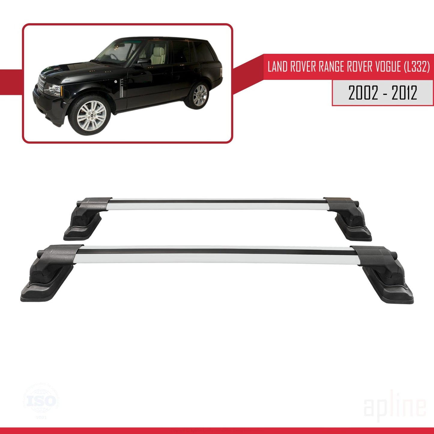 Compatible avec Land Rover Range Rover Vogue (L322) 2002-2012 ACE-3 Barres de Toit Railing Porte-Bagages de Voiture Gris Aluminium 2 Barres