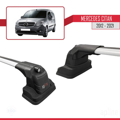 Compatible avec Mercedes Benz Citan 2012-2021 ACE-3 Barres de Toit Railing Porte-Bagages de Voiture Gris Aluminium 2 Barres