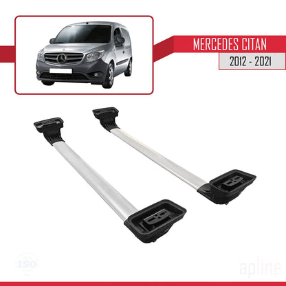 Compatible avec Mercedes Benz Citan 2012-2021 ACE-3 Barres de Toit Railing Porte-Bagages de Voiture Gris Aluminium 2 Barres