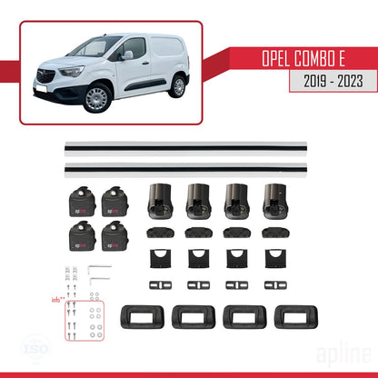 Compatible avec Opel Combo E 2019-2023 ACE-3 Barres de Toit Railing Porte-Bagages de Voiture Gris Aluminium 2 Barres