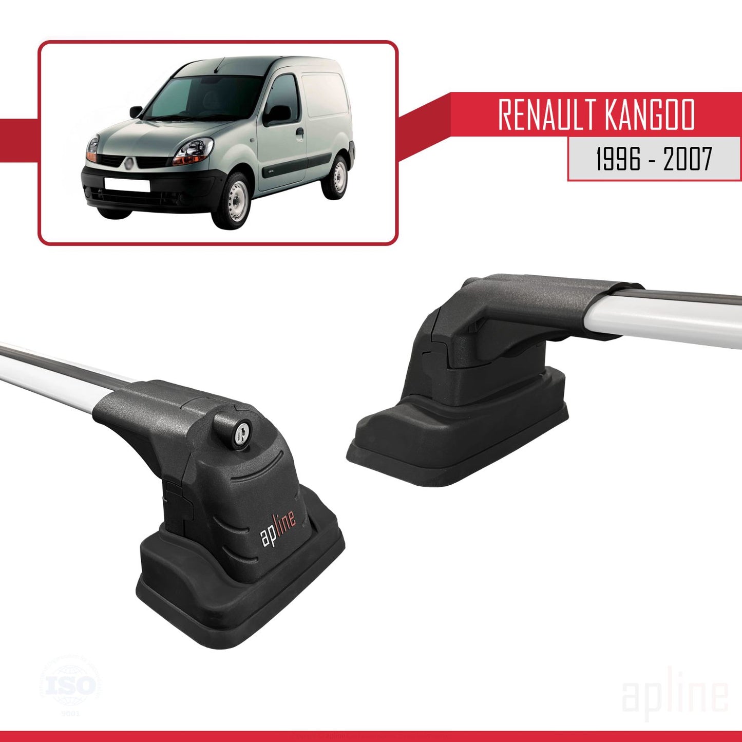 Compatible avec Renault Kangoo 1996-2007 ACE-3 Barres de Toit Railing Porte-Bagages de Voiture Gris Aluminium 2 Barres