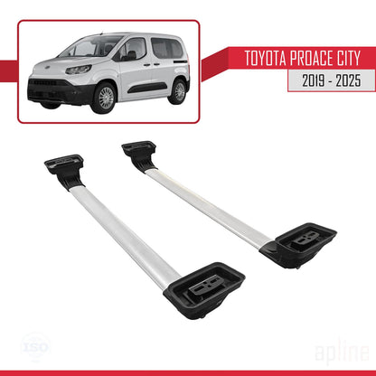 Compatible avec Toyota Proace City 2019-2025 ACE-3 Barres de Toit Railing Porte-Bagages de Voiture Gris Aluminium 2 Barres