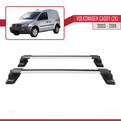 Compatible avec Volkswagen Caddy (2K) 2003-2019 ACE-3 Barres de Toit Railing Porte-Bagages de Voiture Gris Aluminium 2 Barres