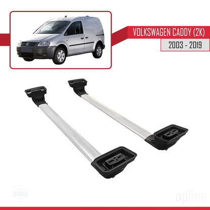 Compatible avec Volkswagen Caddy (2K) 2003-2019 ACE-3 Barres de Toit Railing Porte-Bagages de Voiture Gris Aluminium 2 Barres