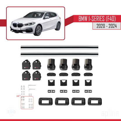 Compatible avec BMW Série 1 (F40) 2020-2024 ACE-3 Barres de Toit Railing Porte-Bagages de Voiture Gris Aluminium 2 Barres