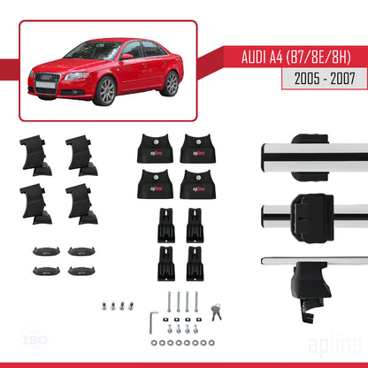 Compatible avec A4 (B7) 2005-2007 ACE-4 Barres de Toit Railing Porte-Bagages de Voiture Gris Aluminium 2 Barres