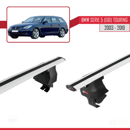 Compatibile con BMW Serie 5 (E61) Touring 2004-2010 ACE-4 Barre portatutto per auto Portapacchi in alluminio grigio 2 barre