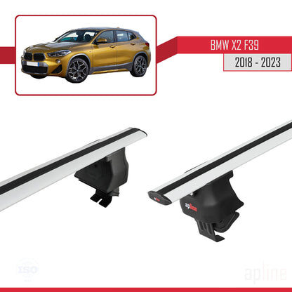 Compatible avec BMW X2 (F39) 2018-2023 ACE-4 Barres de Toit Railing Porte-Bagages de Voiture Gris Aluminium 2 Barres