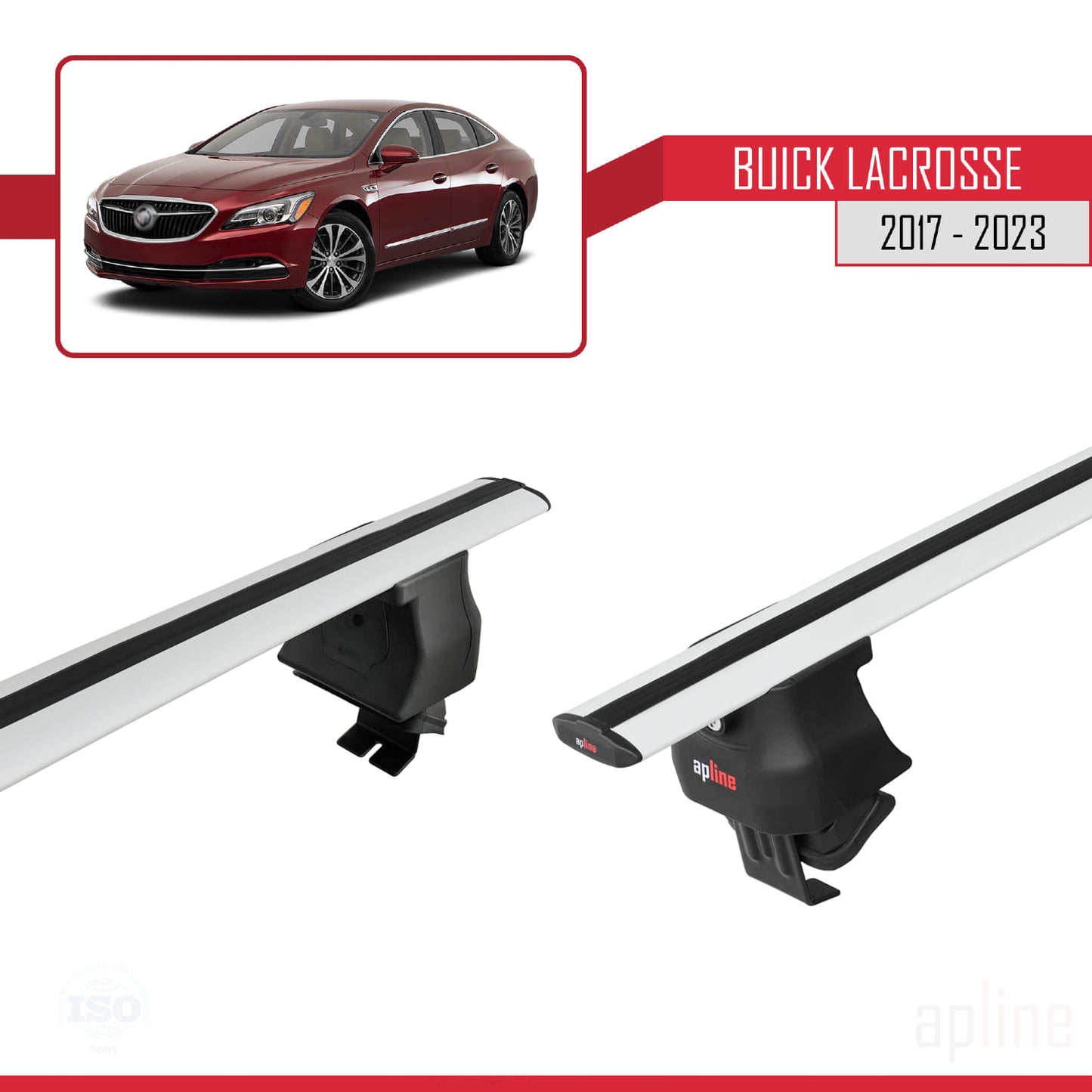 Compatible avec Buick LaCrosse 2017-2023 ACE-4 Barres de Toit Railing Porte-Bagages de Voiture Gris Aluminium 2 Barres