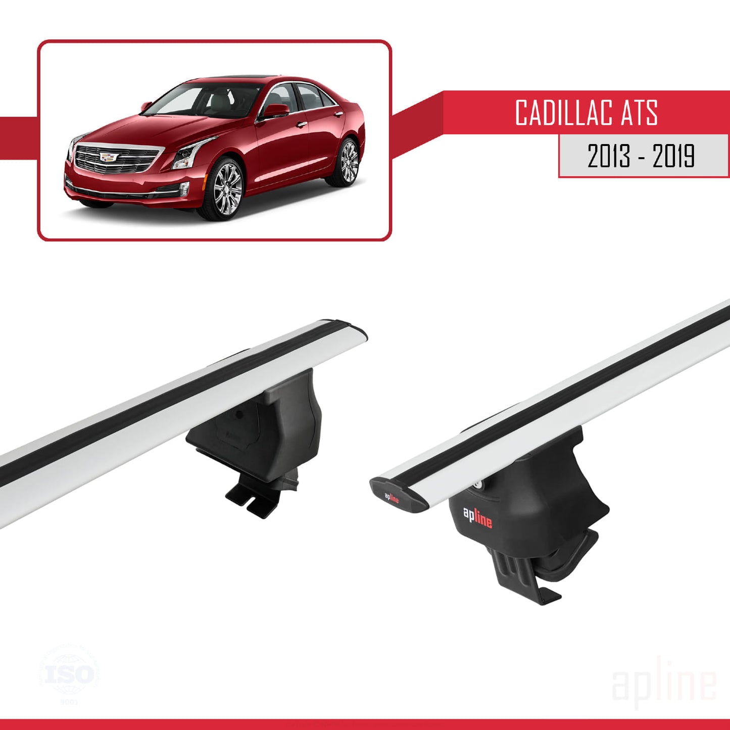 Compatibile con Cadillac ATS 2013-2019 ACE-4 Barre portatutto per auto Portapacchi in alluminio grigio 2 barre