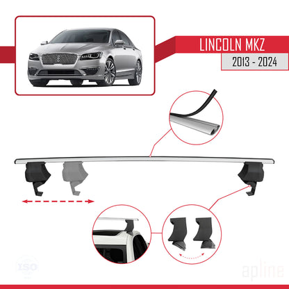 Compatible avec Lincoln MKZ 2 2013-2024 ACE-4 Barres de Toit Railing Porte-Bagages de Voiture Gris Aluminium 2 Barres